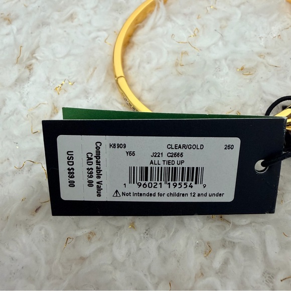 Kate Spade All Tied Up Pave Bangle Gold Crystal Bow Bracelet - Picture 3 of 7